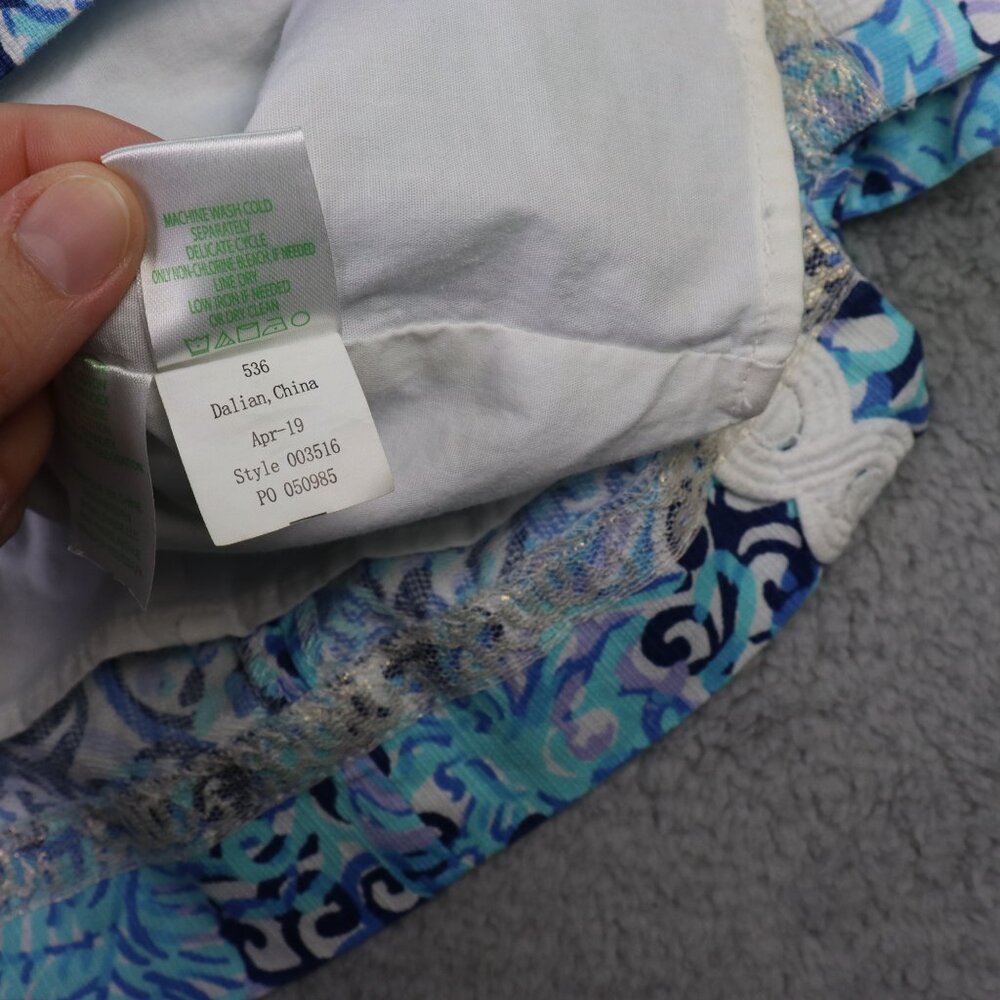 Lilly Pulitzer Mila Shift Dress Womens 4 Blue Light Aqua Spritz Bow Seahorse AOP - Picture 9 of 12